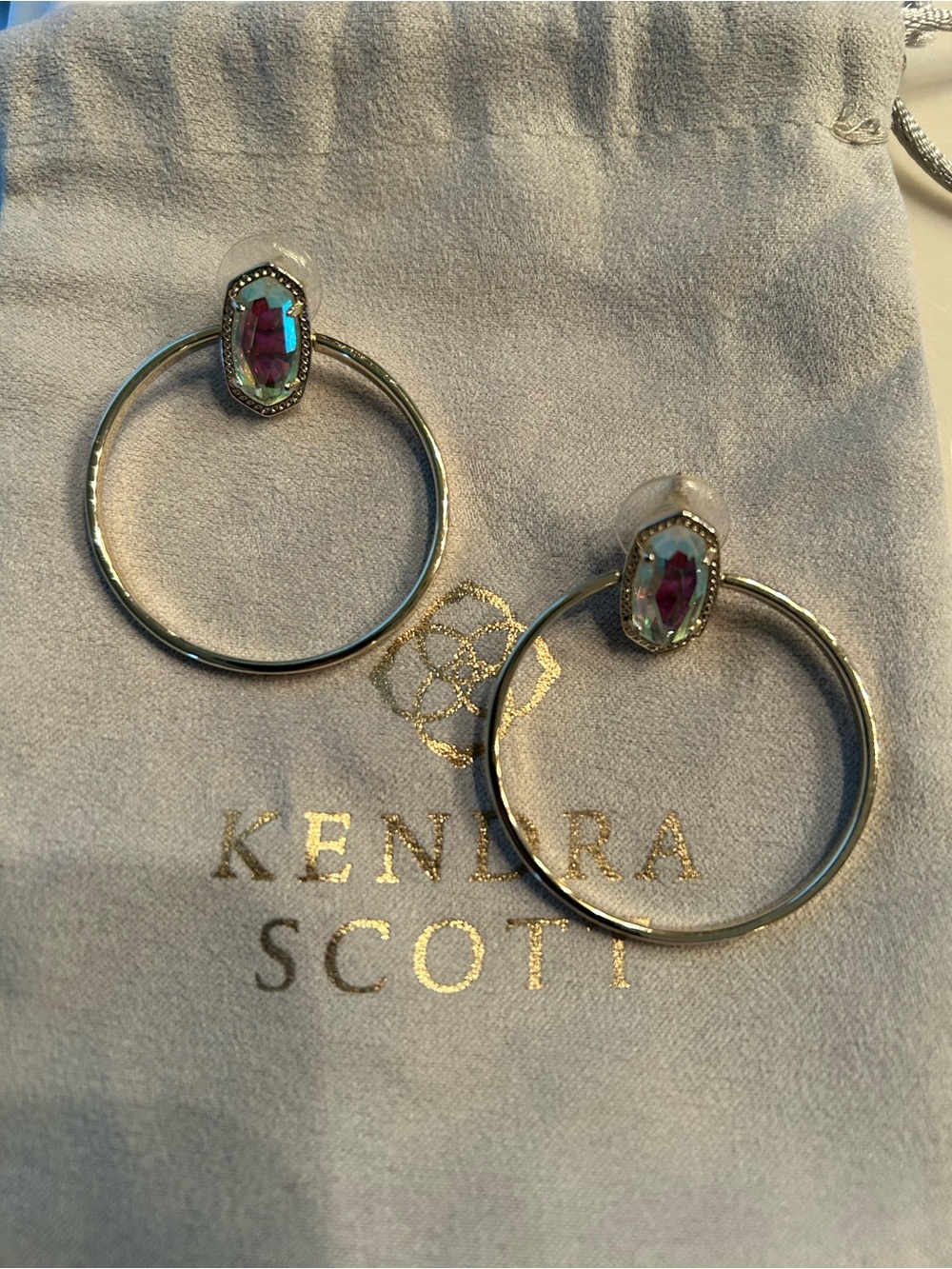 Stunning Iridescent Kendra Scott Hoops on Gold Plating